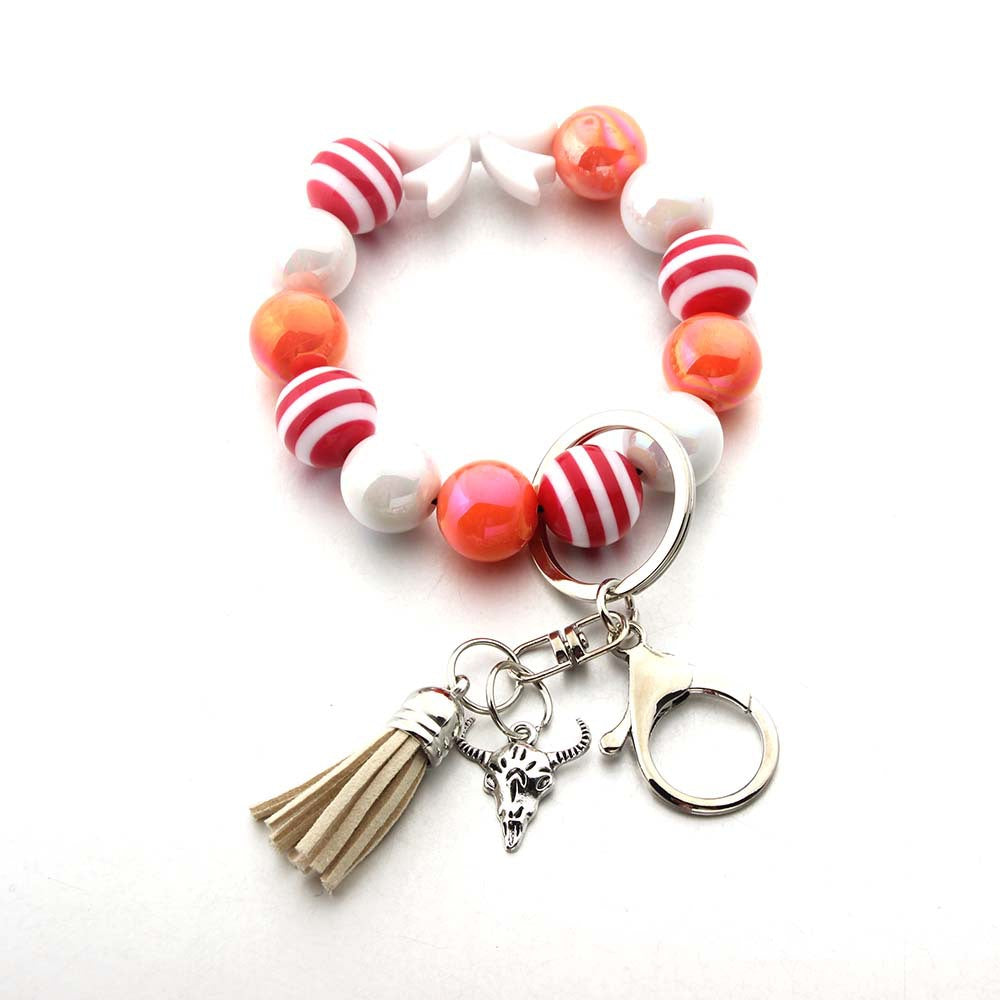 Wholesale Tassel Dragonfly Bull Head Lion Love Angel Acrylic Wrist Keychain
